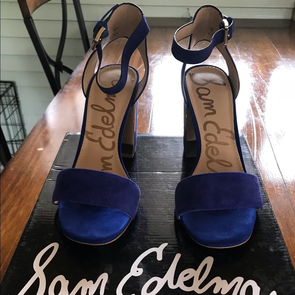 Sam Edelman Synthia royal blue two strap sandal heels women size 7